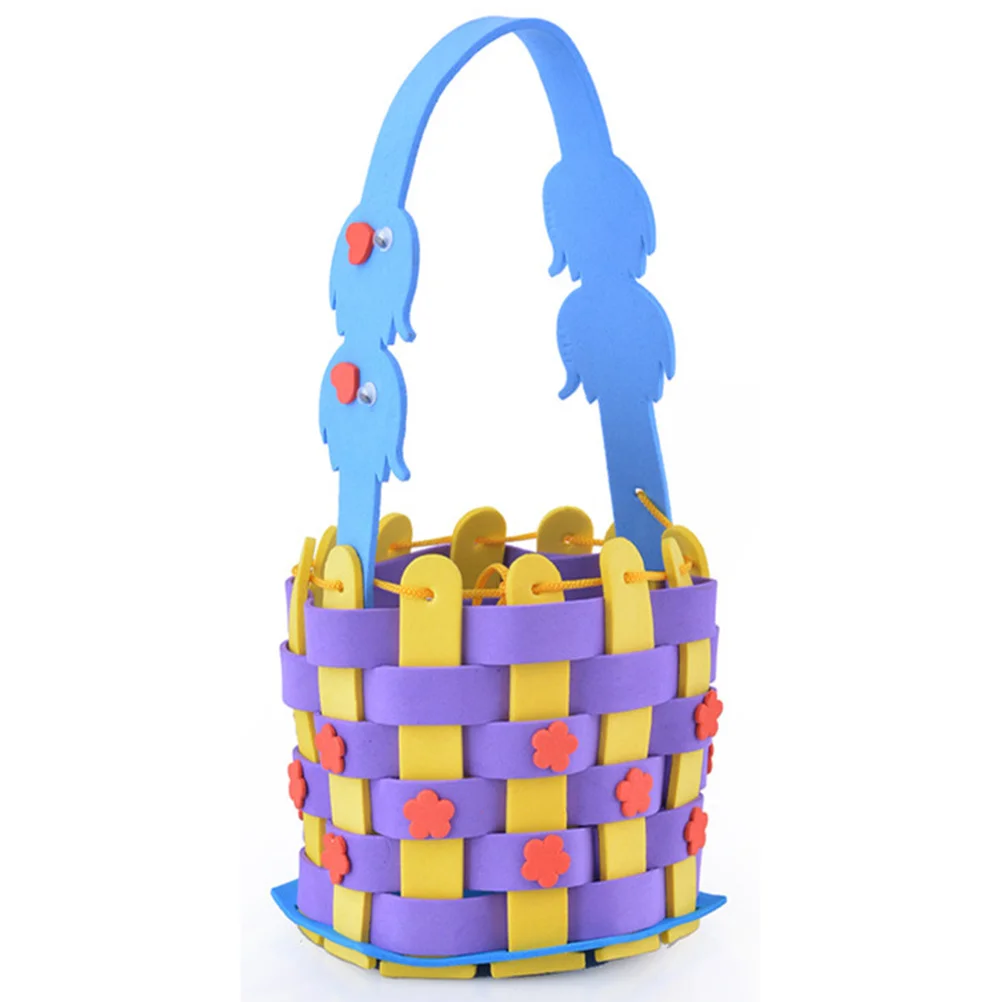 4-teiliges DIY-Webkorb-Set, Eva-Einkaufstasche, Bastelset, buntes Nähmaterial für Kinder im Vorschulalter, Eltern-Kind-Projekthandbuch