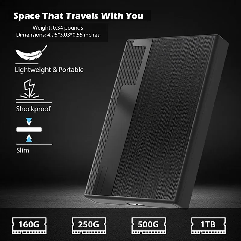 Disque Dur Externe 2.5 Portable HDD, Stockage de Jeu, Sauvegarde, 1 To, 500 Go, USB 3.0, pour PC, Mac, Ordinateur Portable, PS4, Xbox One