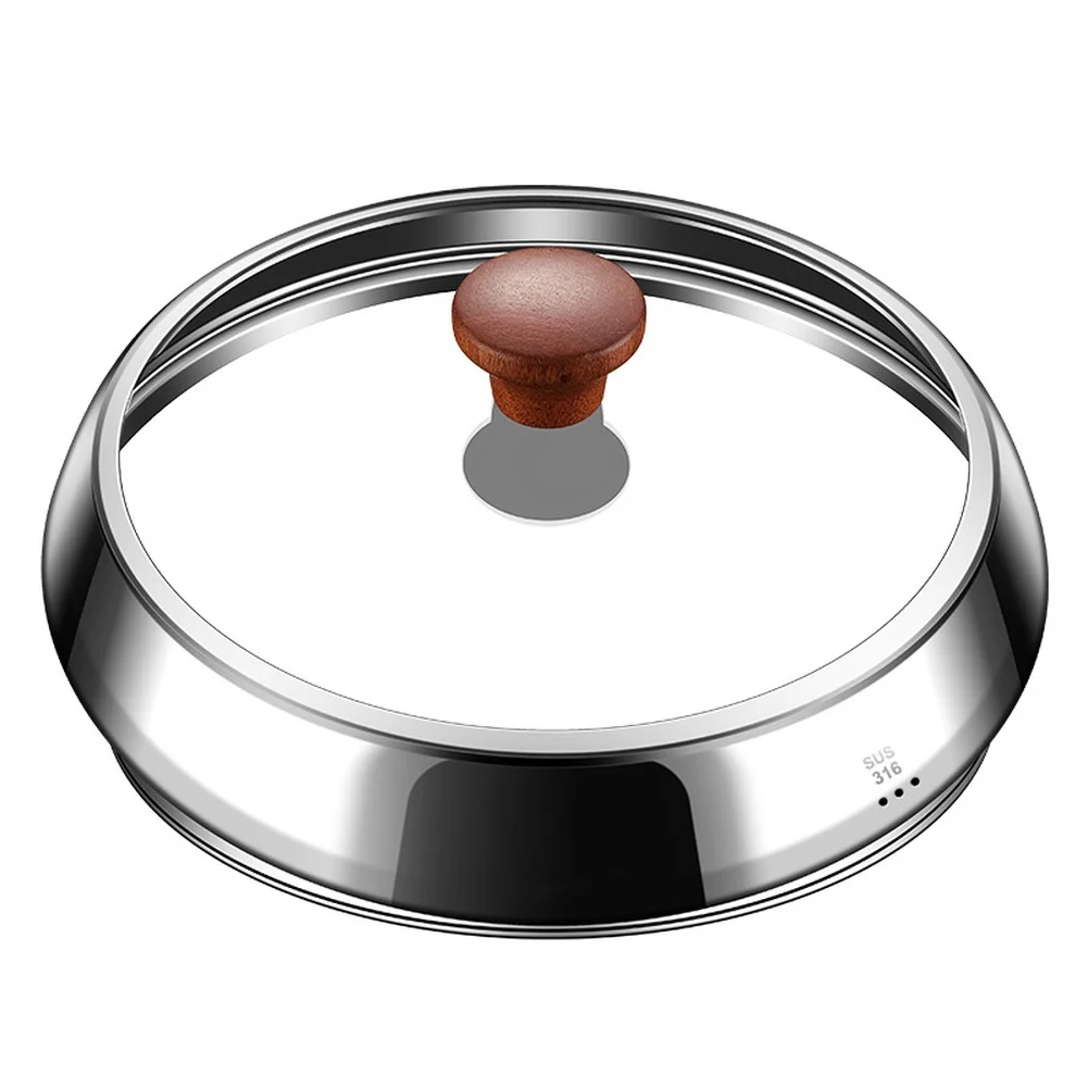Tempered Glass Center 28cm Stainless Steel Lid 316 Grade for Pots with Elevated Dome Design and Cool-Touch Handle