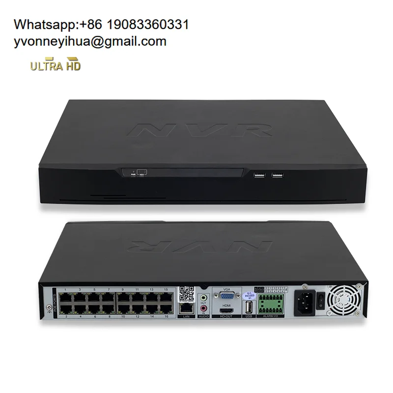 Grabación en Tiempo Real, Seguridad, NVR PoE de 16 Canales 4K con Compresión H.265/H.264, Disco Duro de Hasta 8TB, Búsqueda Inteligente, Grabación 24/7