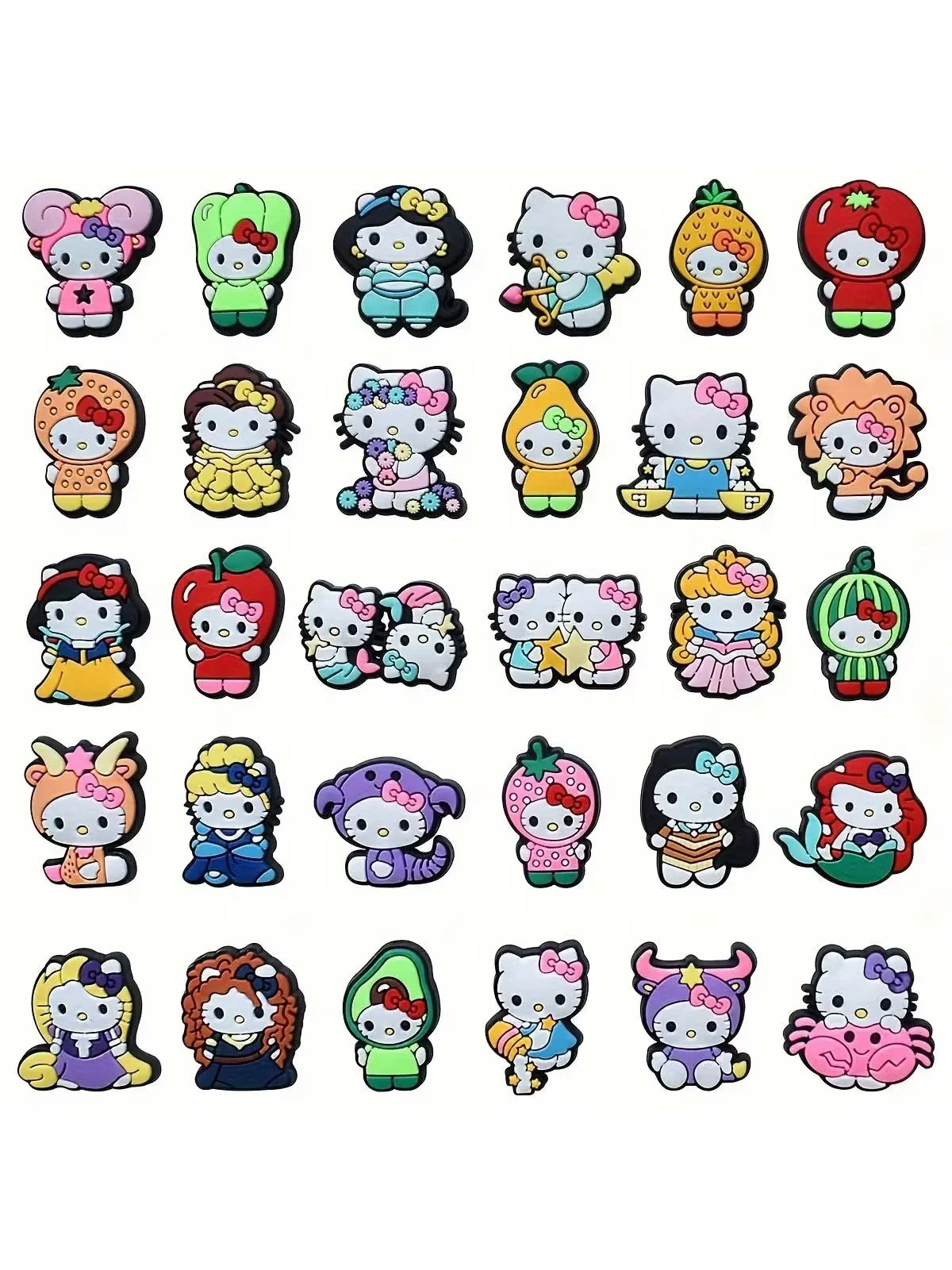16/30pcs Kitty Shoe Decorations Accessories Charms For Clogs Bogg Bag Bubble Slides Sandals, Gift Idea for Birthday