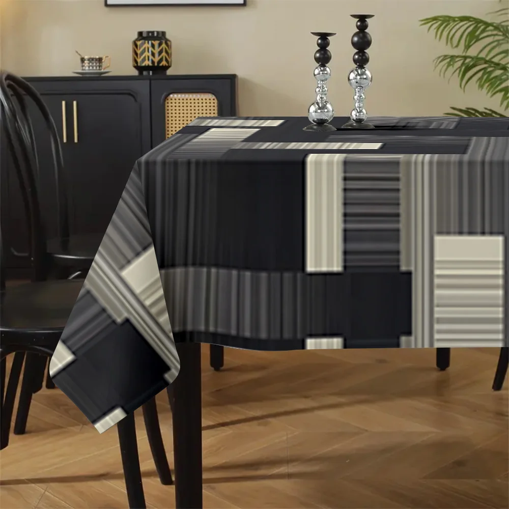 VIKAMA Light Luxury Simple Geometric Pattern Tablecloth Kitchen Table Decoration Waterproof Tablecloth Home Decoration