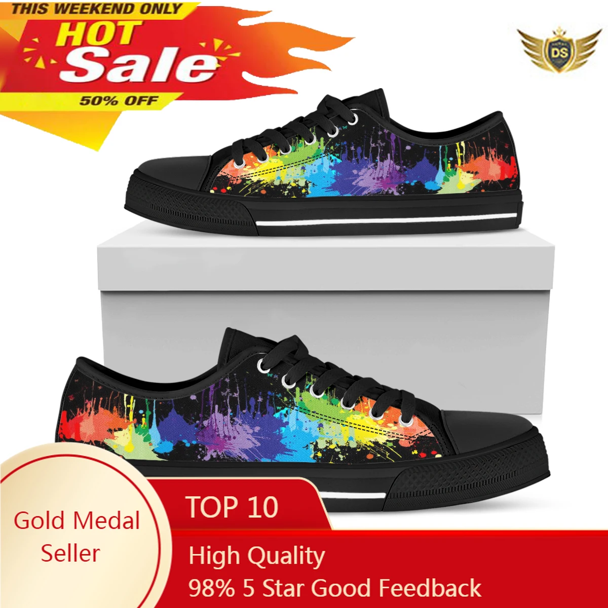 

Women Rainbow LGBT Canvas Vulcanized Sneakers Casual Lace-up Flat Shoes Scarpe Donna Estive