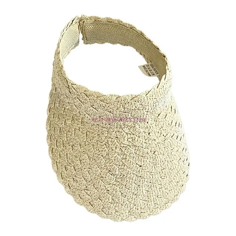 49ME Beach Ready Sun Hat for Adults, Open-Top Summer Shade Cap with Textured Braid Detail Costumes for Daily Outdoor Wear and