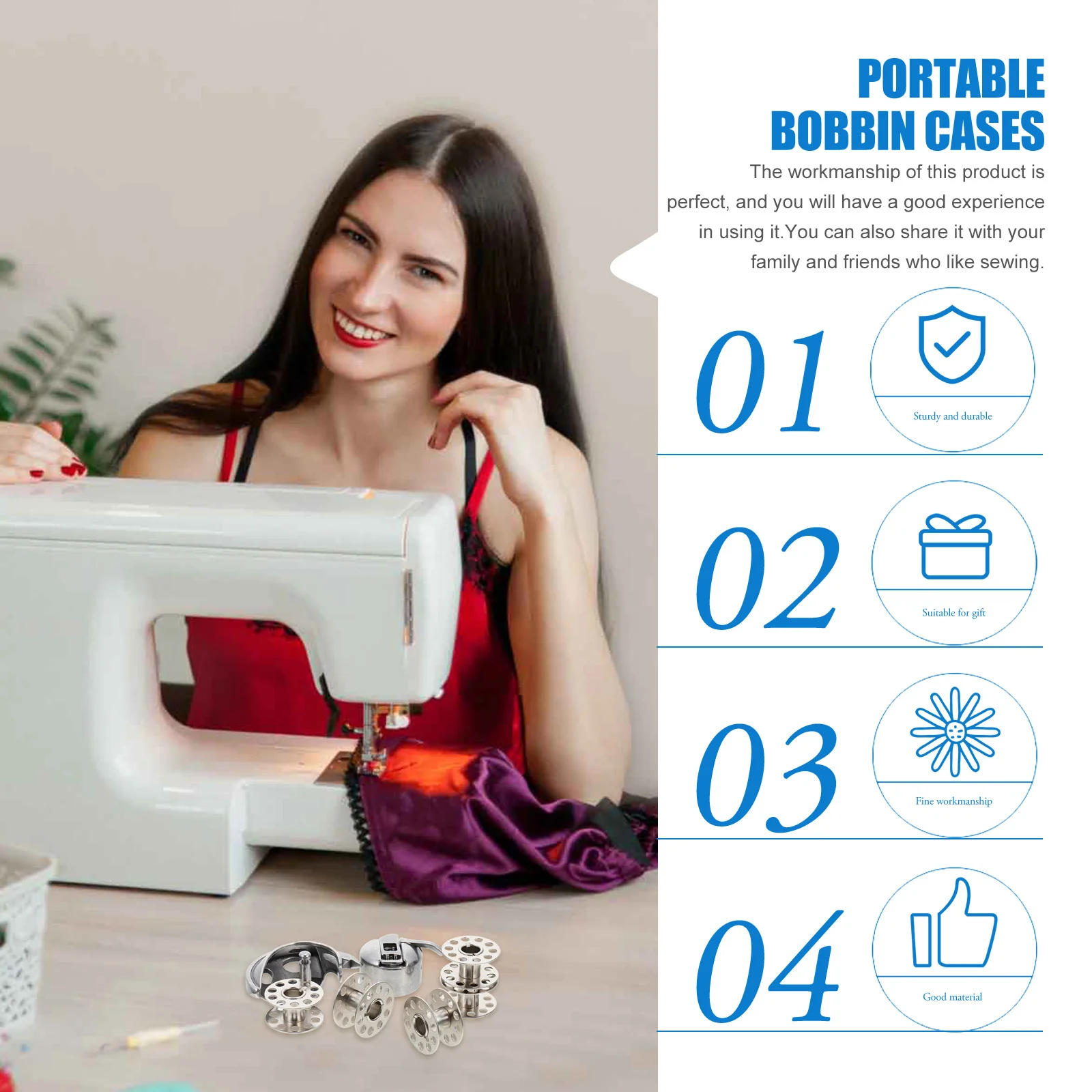 

1Set Professional Stainless Steel Bobbins Sewing Machine Accessories Exquisite Workmanship Smooth Surface No Scratches Improve