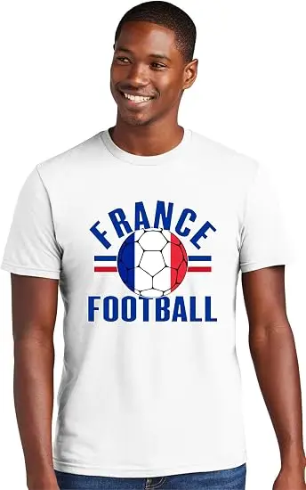 Frankreich Fußball Französisches Fußball-T-Shirt aus Weicher Baumwolle Y2k Fußball-Spieltag Grafik-Bekleidung Frankreich-Team Fans Personalisiertes Trikot-Shirt – Detail 17