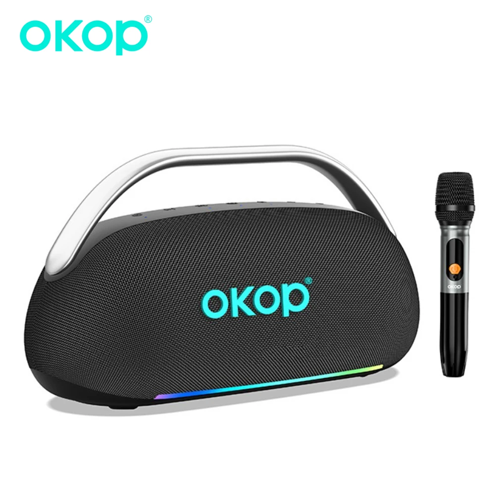 

OKOP Bluetooth Speaker,AI Speaker,Outdoor Audio,Long Battery Life Subwoofer,Mobile Home Karaoke Microphone Audio USB TF AUX DCIN