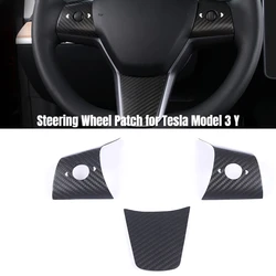 Steering Wheel Patch for Tesla Model 3 Y 2017-2023 Real Dry Carbon Fiber 3K 240G Steering Sticker Covers Decoration Accessories