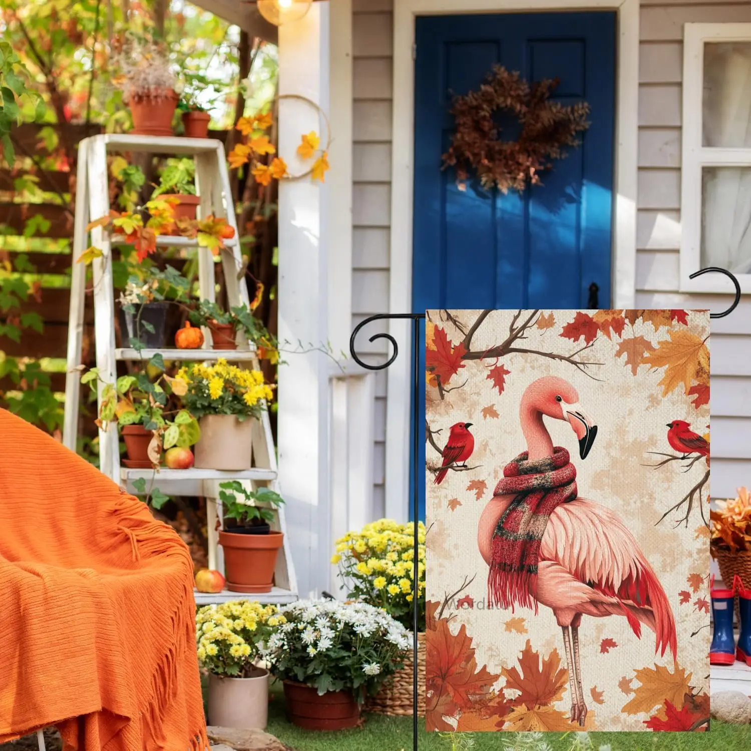 Welcome Fall Garden Flag Flamingo Autumn Red Bird Home Decor Small Flag 12x18 Inch Double Sided Lovers Seasonal Outdoor Yard PPZ