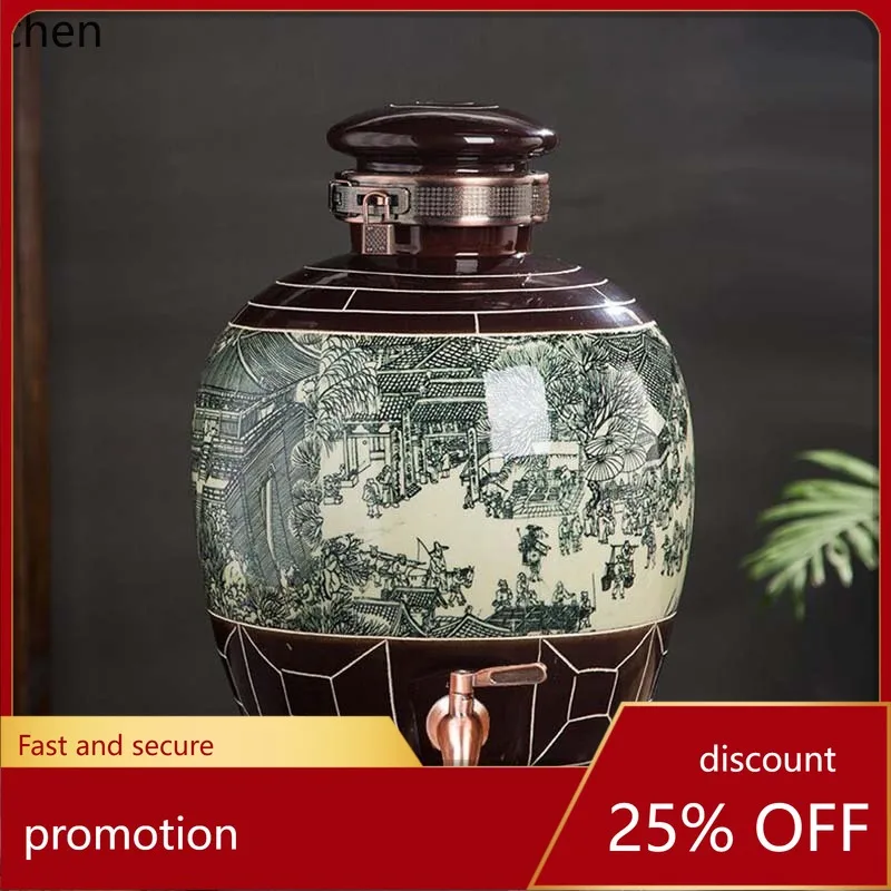 

Керамическая винная банка YFY для брожения вина, 10 кг, 20 кг, 15 кг, 25 кг, в античном стиле Цинмин, для домашнего использования, герметичный набор для вина.