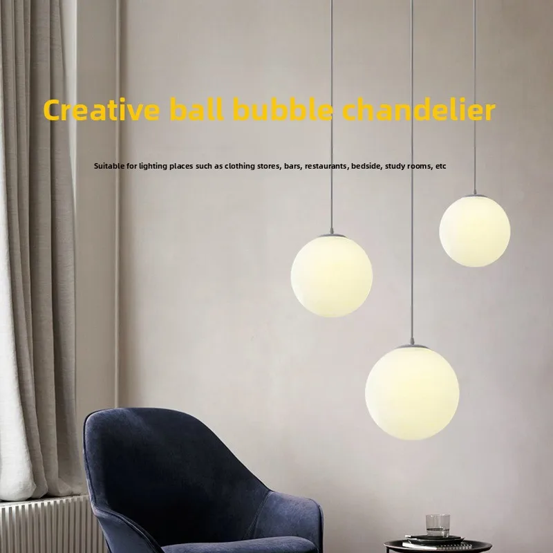 Simple Single Head Acrylic Spherical Pendant Lights Shopping Mall Clothing Store Decorative Bubble LED Art Hanging Chandeliers