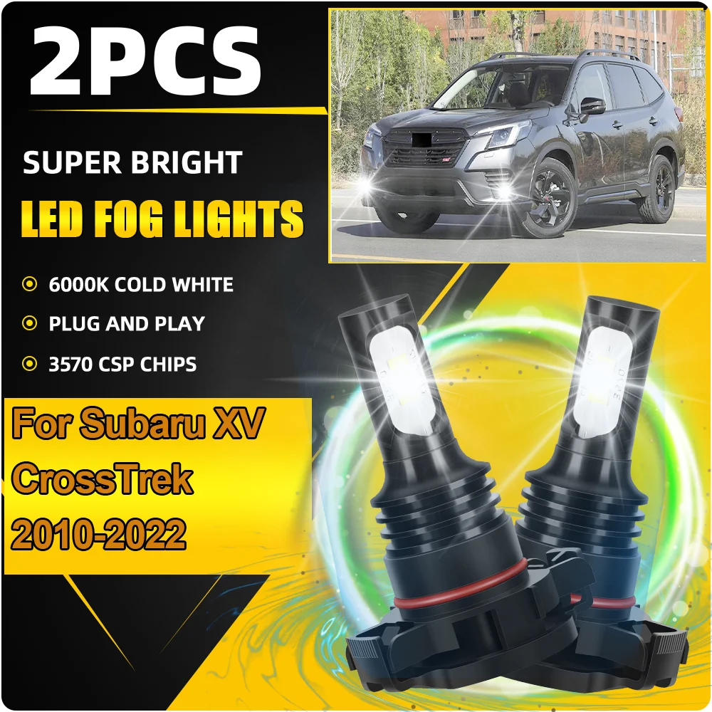 

20000LM LED 2Pcs Car Fog Lamps CSP Chips 6000K Super White Auto Front Foglight 12V For Subaru XV CrossTrek 2010-2020 2021 2022