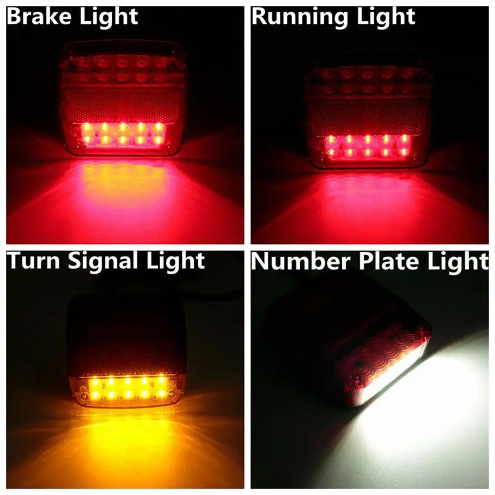 Sem fio magnético LED caminhão cauda luz, Trailer luz traseira, sinal aviso lâmpada de freio para reboque campista, camião, RV, barco, 2pcs