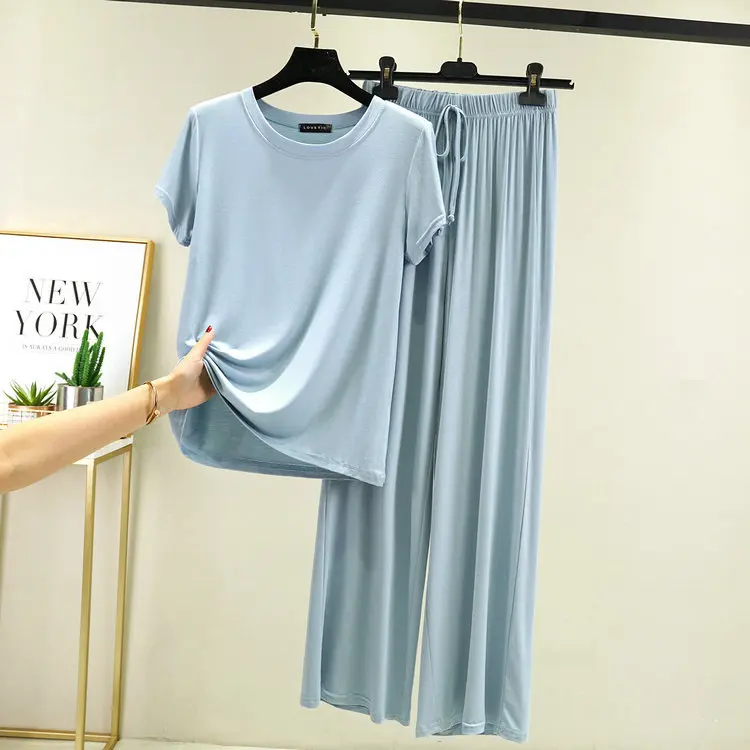 

Summer New Arrived Set Soft Modal Pajama Sets Women Lounge Cute Sleepwear Short Sleeve Casual Nightwear Large Female Pijamas