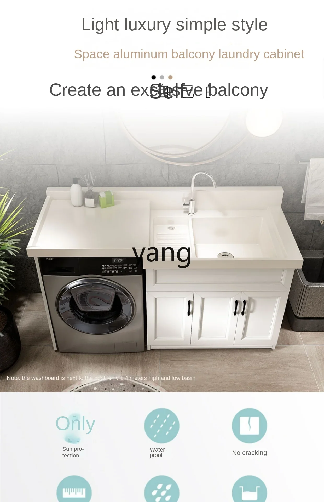 Picture 6: lmm Alumimum Balcony Wash Wardrobe Custom Corner Cutting Belt Washboard Integrated Inter-Platform Basin Washing Machine