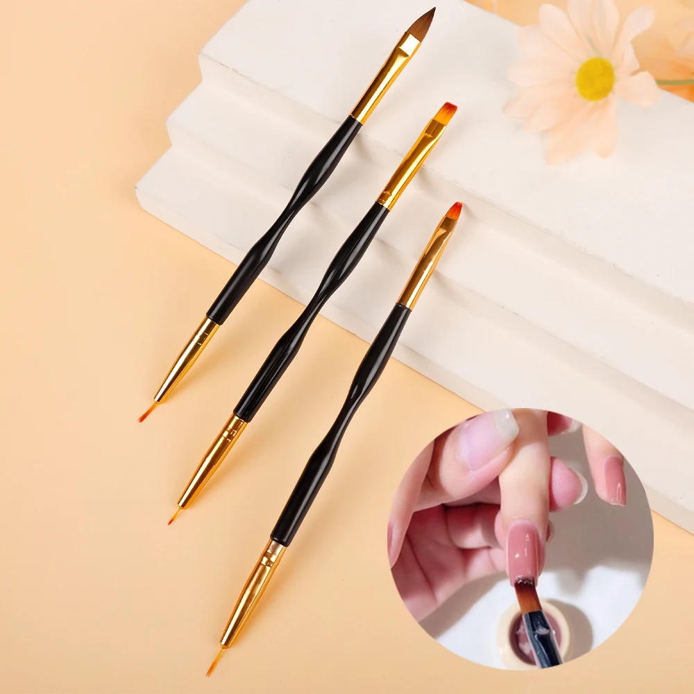 

Sdotter New Double-ended Nail Art Brushes Carving Delicate Drawing Line Flowers Hooking Pen Nail Brush DIY Professional Manicuri