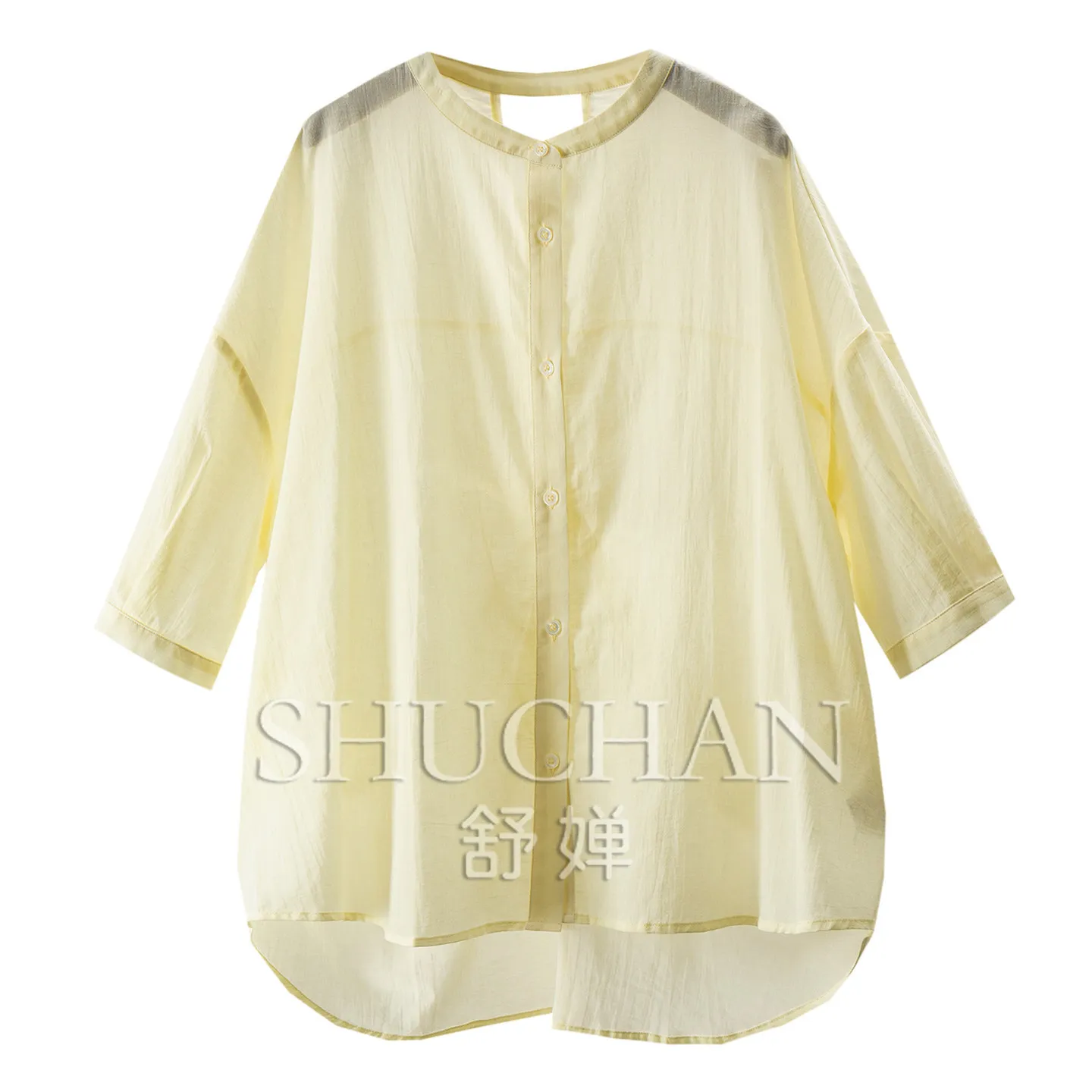 

Thin Blouse Summer Refreshing and Breathable 100 Cotton Pendulum Rear Kink Shirt Women's 63J5