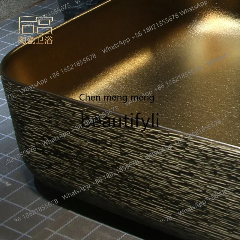 xz1Square gold table basin ceramic European wash basin Thai face washing household basin