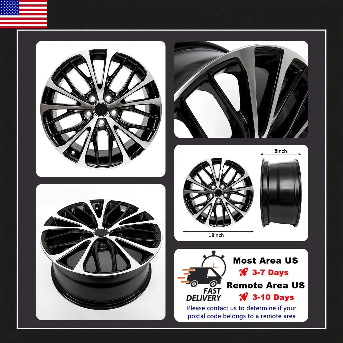 

1/2/4 шт. 18X8-дюймовая ступица колеса, алюминиевые автомобильные колеса, сменный обод колеса, подходит для Toyota Camry SE2018, 2019, 2020