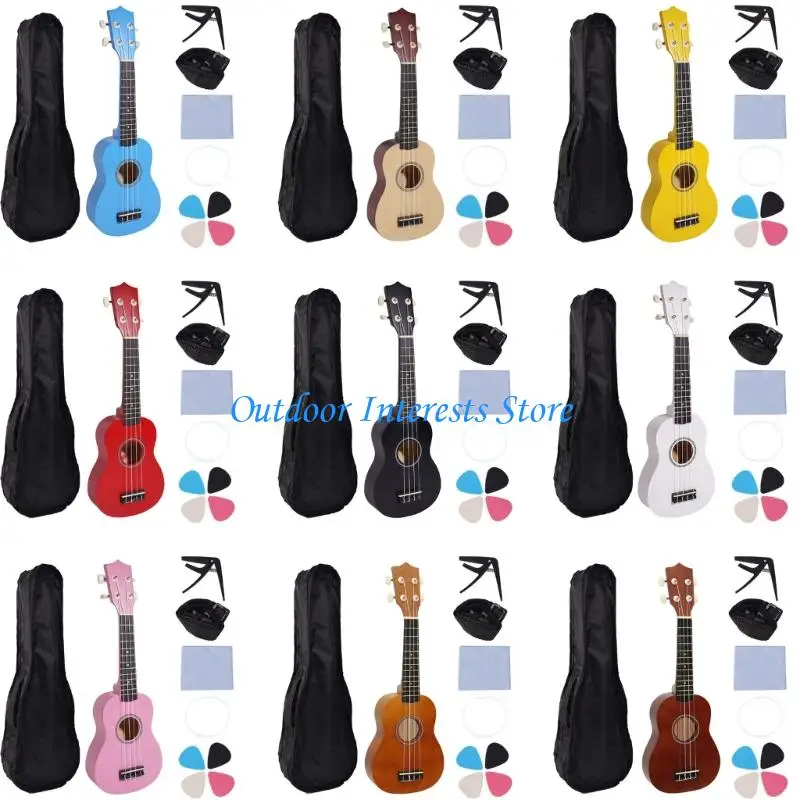 

21Inch Small Ukulele Portable Learning Toy 4 Strings Ukulele Basswood Texture 400C
