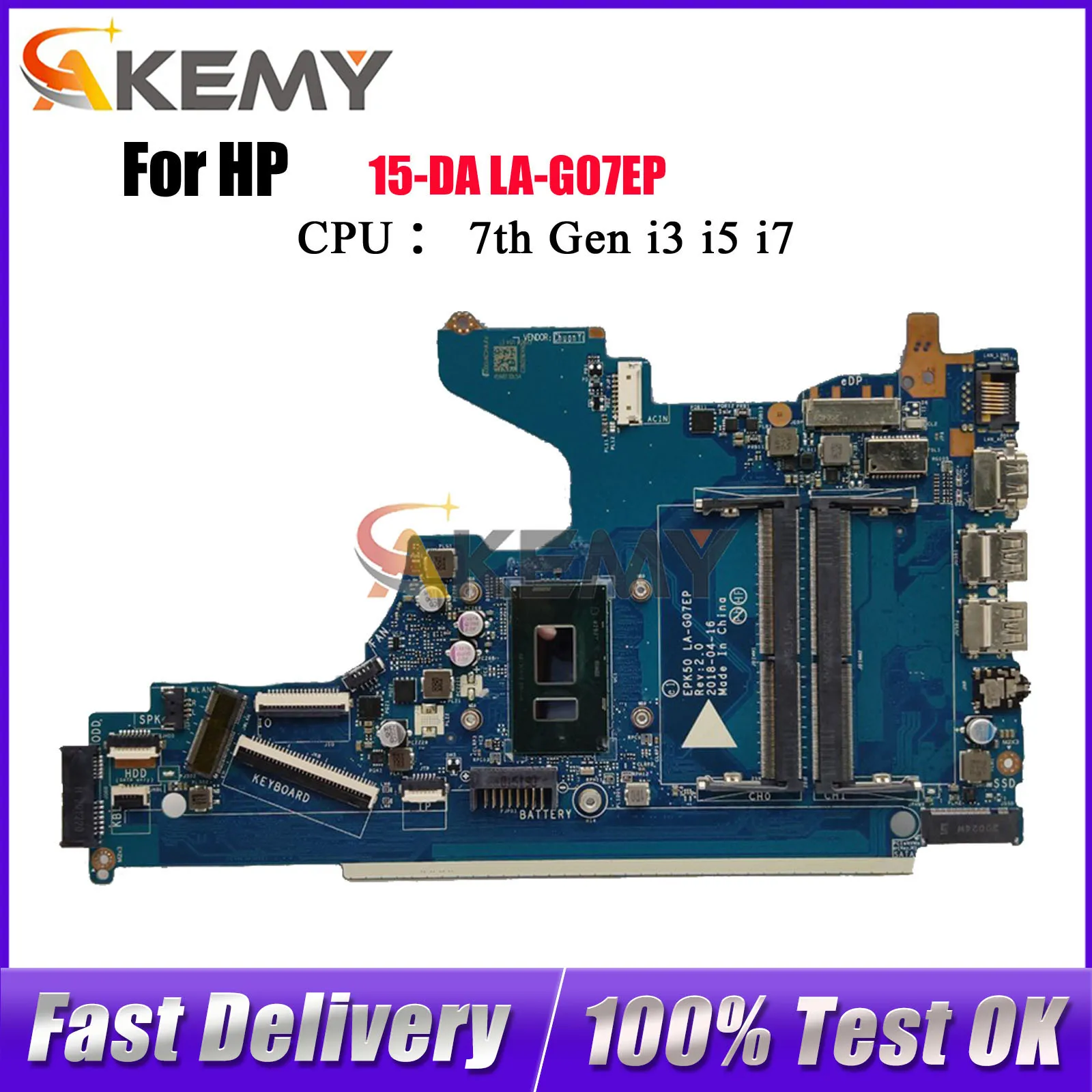 

LA-G07EP Материнская плата для ноутбука HP Pavilion 15-DA 250 G7 с процессором i3 i5 i7 7-го и 8-го поколения DDR4 L20369-601 L20371-001