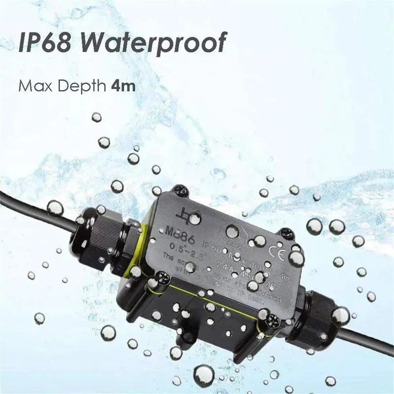 

Waterproof Electrical IP68 2 Way 3 Way External Junction Box With Terminal Connector For Outdoor 5-8mm Cable Wiring