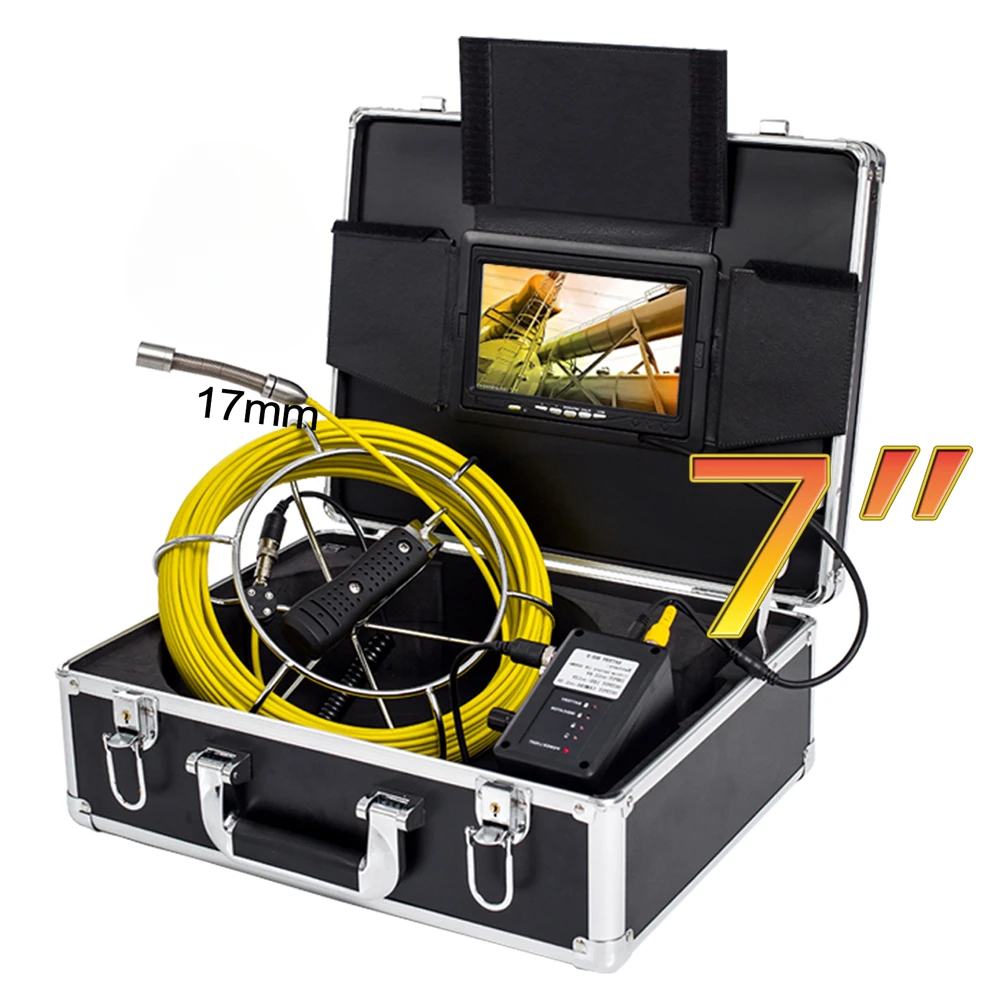 17MM Camera Head Push Rod 20m Cable 7'' TFT LCD Sewer Pipe Inspection Camera Used for Underground Sewer Camera