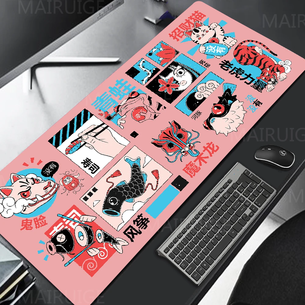 Japanese Cute Mousepad Company Sushi Art Large Mouse Pad Desk Mat Tiger Mousepads Pink Game Accessories Pad for Computer Mouse