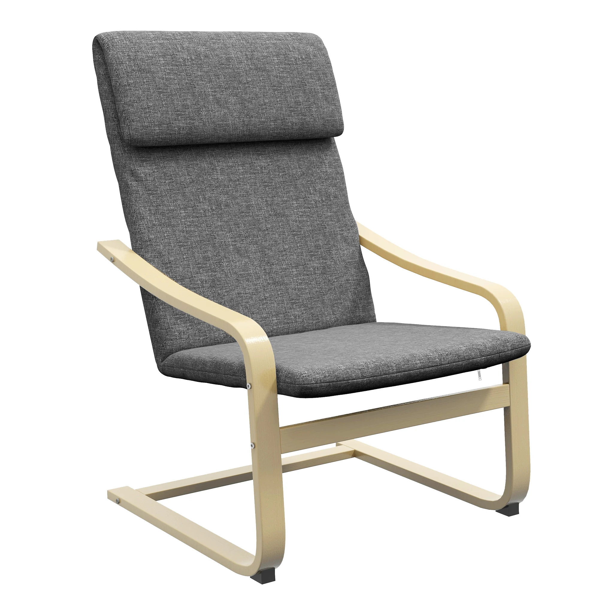Poltrona HOMCOM per Soggiorno con Cuscino e Braccioli Curvi, Sedia in Tessuto per Soggiorno e Camera da Letto, 65x79x98 cm, Grigio