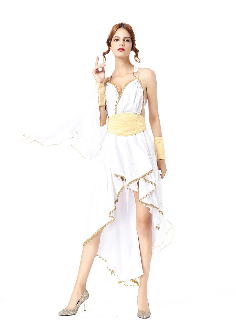 Fantasia de rainha árabe loween Godd Dance Maid Ele Queen Dr vestido branco para mulheres performance de palco Chi tradicional...