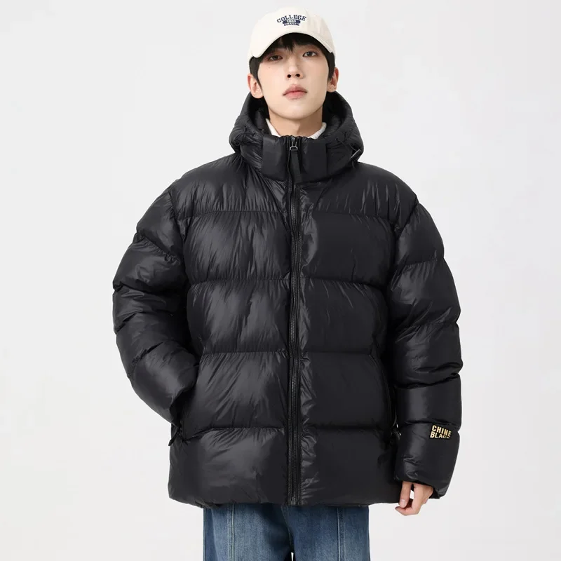 Men Thick Warm Winter Black Gold Parka Men Korean Style Hooded Parka Women Loose Fit Couple Outwear Cold Proof Winter Parkas