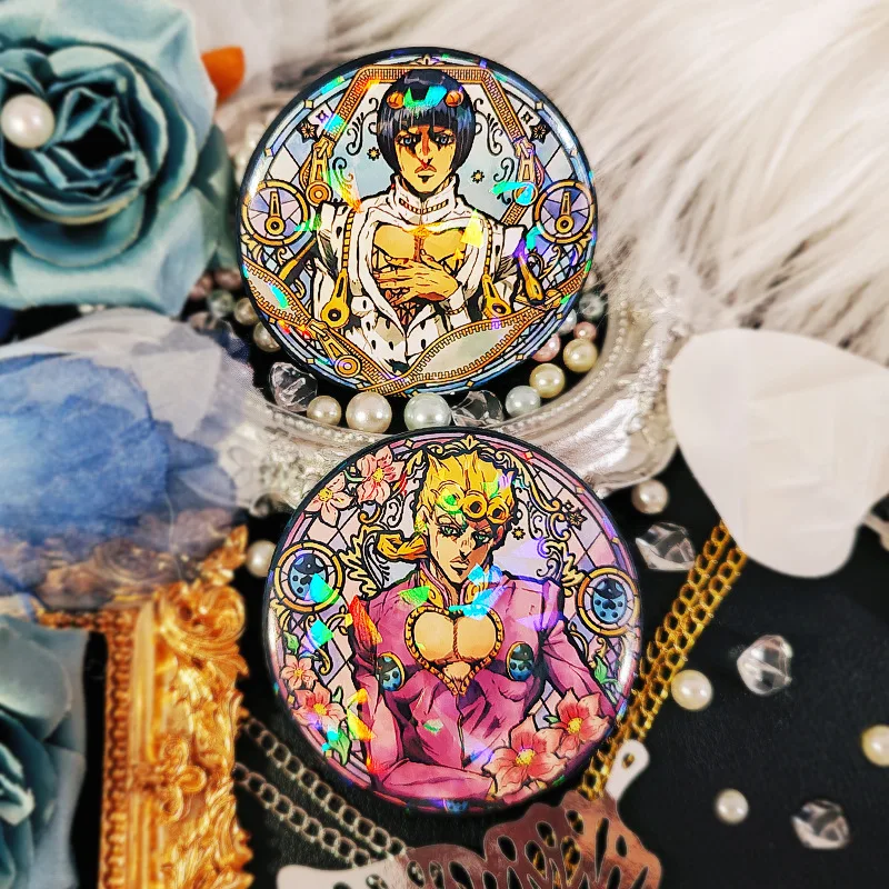 Anime JoJo Jonathan Joestar Kujō Jōtarō Jolyne Cujoh Joe Kid Cosplay Badge Pin SPTE Tinplate Brooch Accessories Prop
