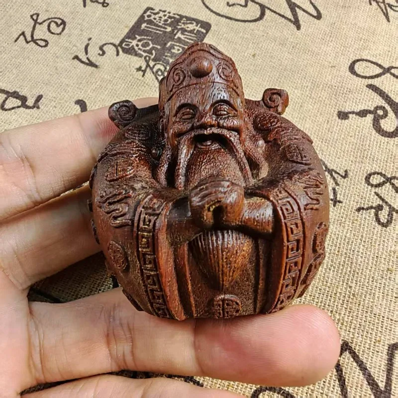 

Статуя бога богатства из агарового дерева ручной работы - 2,17-дюймовая счастливая фигурка, украшение для богатства, подарка и домашнего декора