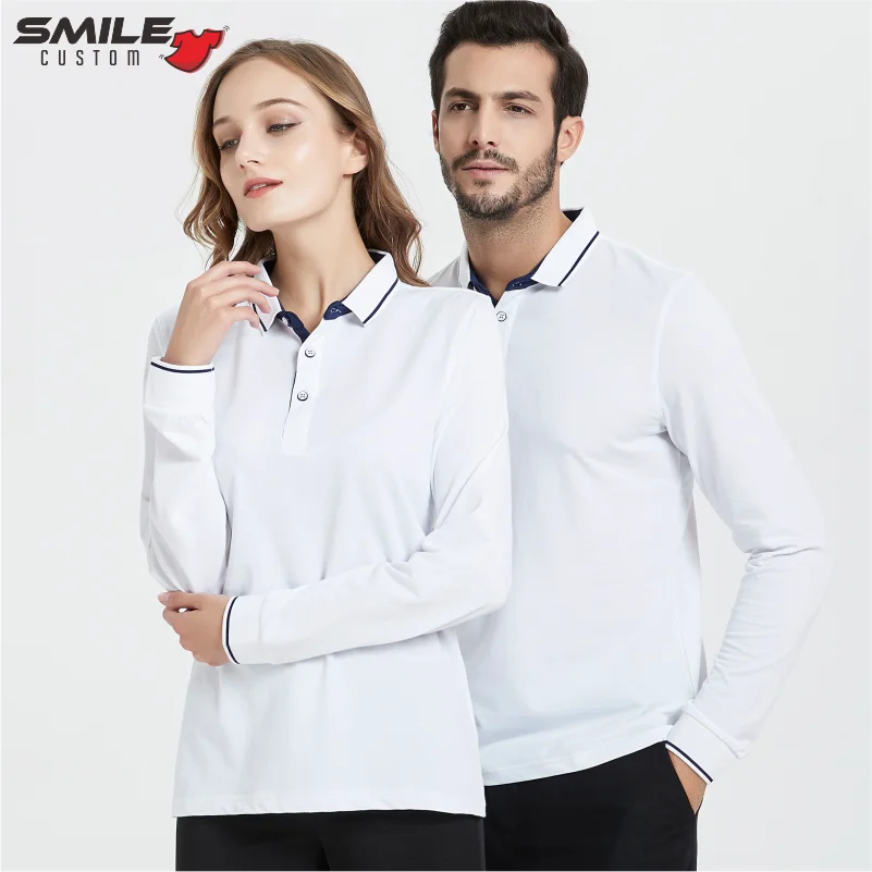 Winter Casual Men And Women Long Sleeve Polo Custom Print Logo Quality Lapel Shirt Embroidery Company Design Business Top Brand