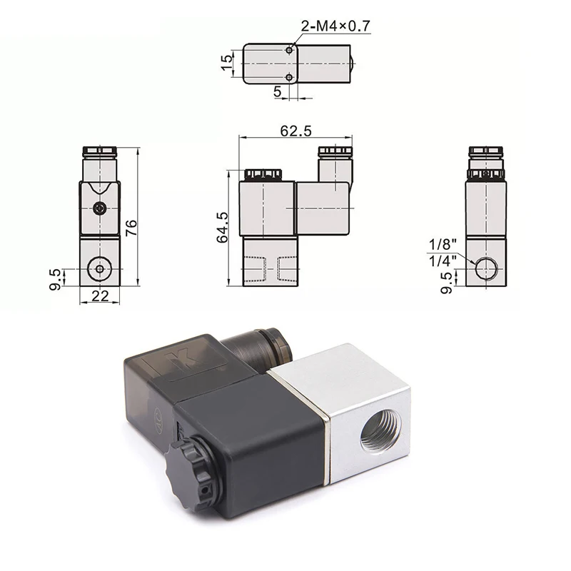 2V025-08 Válvula de Control neumática normalmente cerrada/abierta 12V 24V 220V 1/4 \