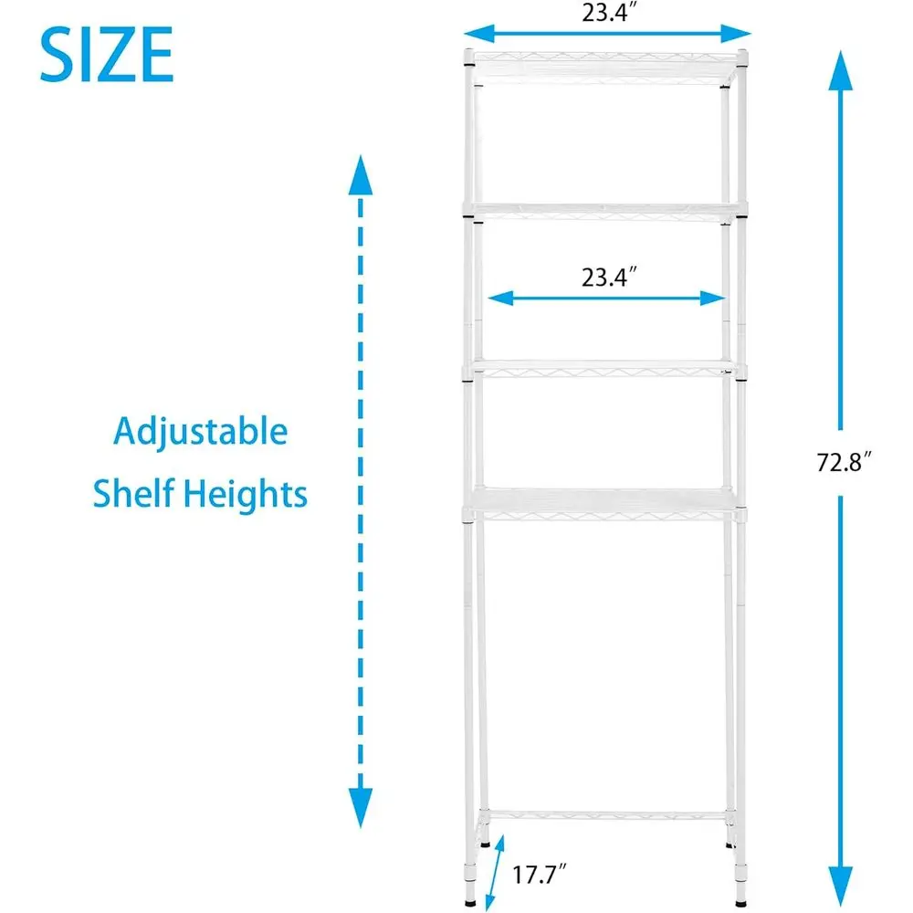 Adjustable 4-Tier Metal Mini Fridge Storage Rack - White, Ideal for Dorms, Kitchens, Offices
