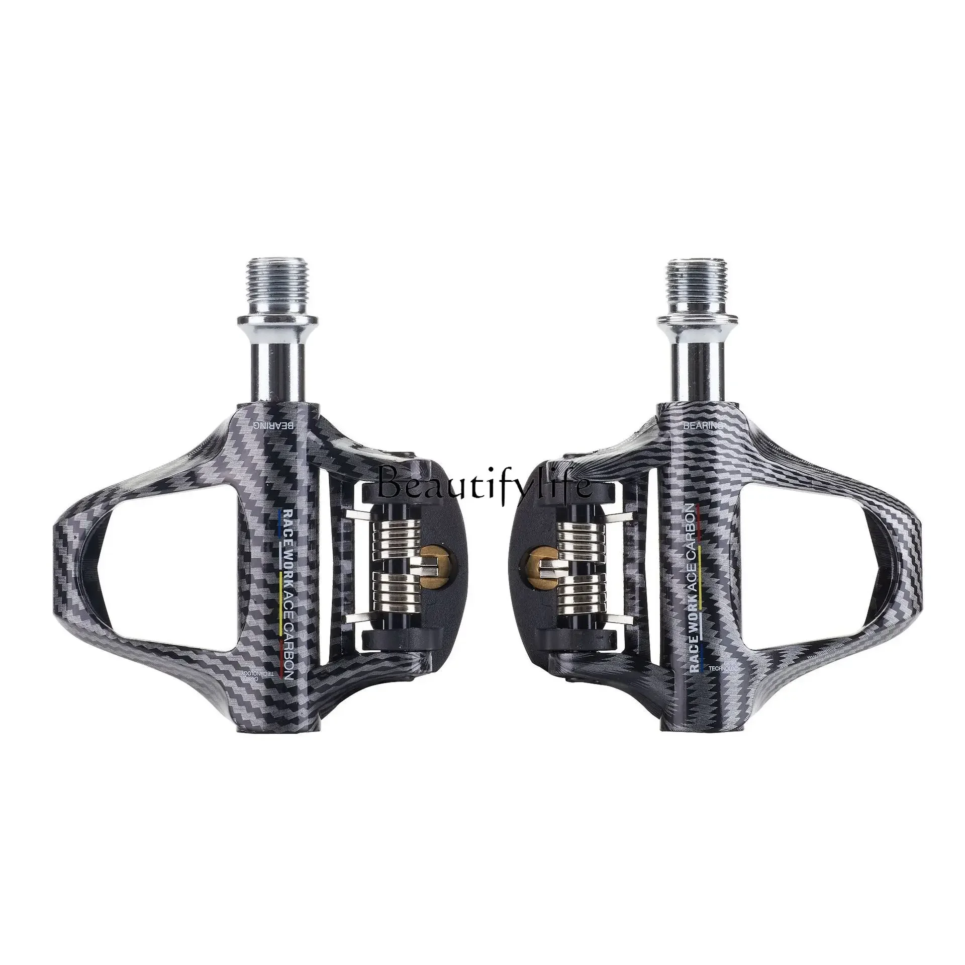 Carbon Fiber Road Lock Riding Bike Pedals with Bearing Ultra Light 4 Peilin