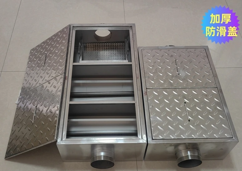 304 stainless steel buried trench grease trap oil-water separator catering kitchen three-stage oil tank sedimentation tank