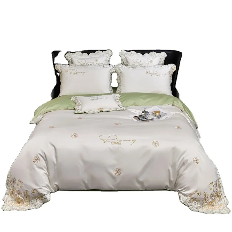 

2024 New 100s Long-staple Cotton Bedding Sets High Quality Embroidered Comforter Bedsheets Set Duvet And Pillowcases Cover