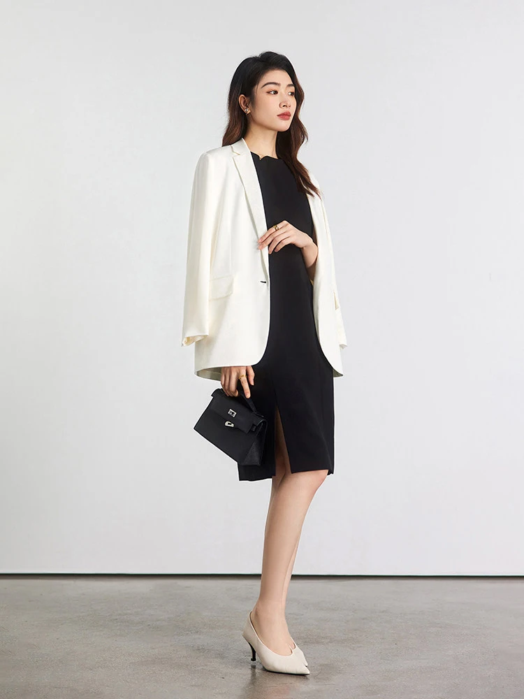 

Ningxia jian 6A ade 23 Momme Silk One Button Suit Simple Design Quali Controlled True Silk Women's Busin Wear