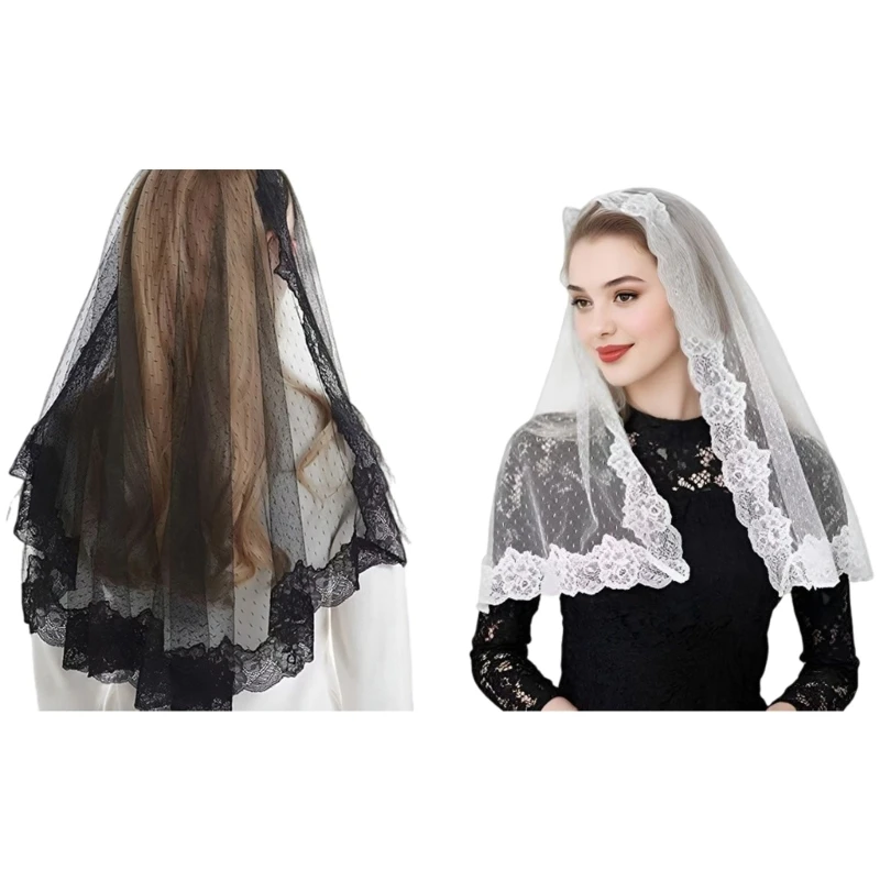 HX6F Elegant Bridal Veils With Breathable Polyester Fabric Simple Wedding Veils Latin Mantilla Head Accessory For Formal Event