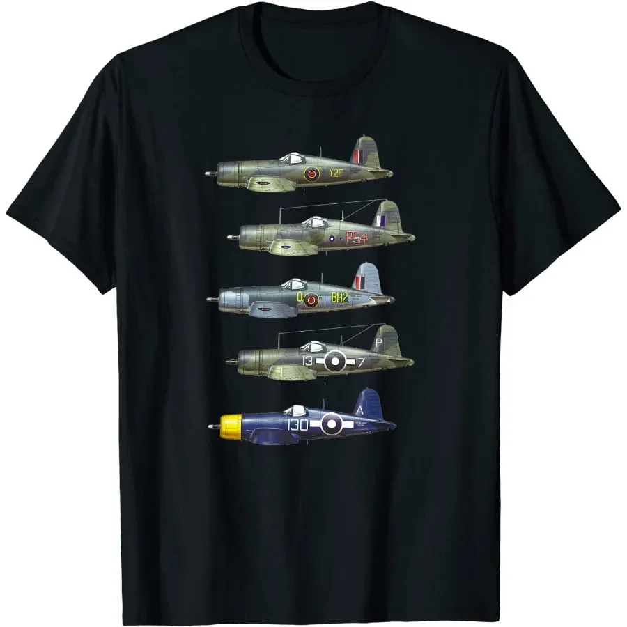 World War II fighter print summer cotton O-neck short sleeve T-shirt.