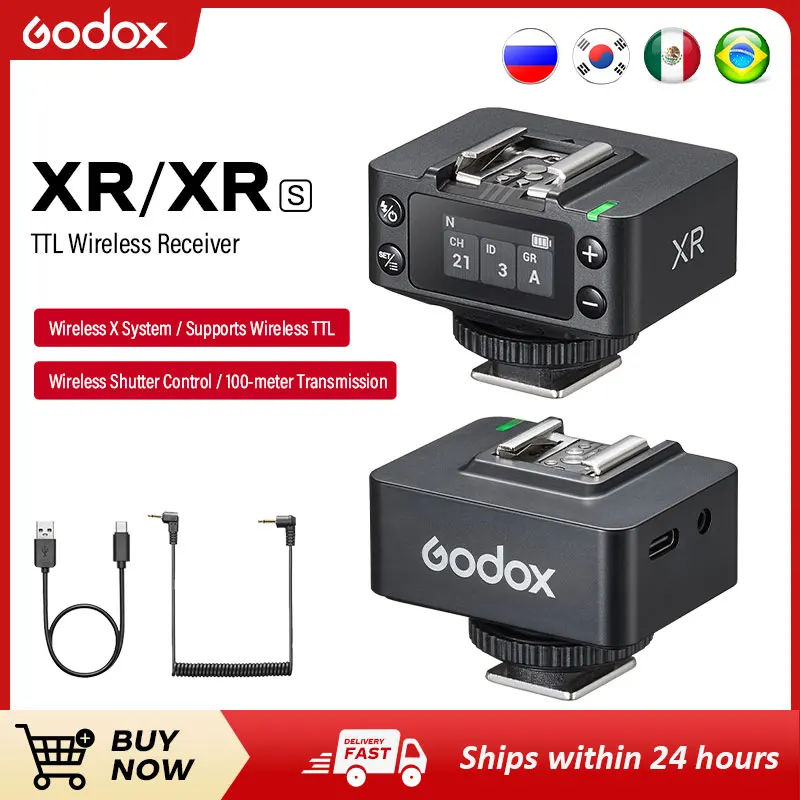 

Godox XR-S/N/C 100m TTL 2.4GHz Wireless Receiver Hot Shoe On-Camera Flash Trigger for Sony Nikon Canon