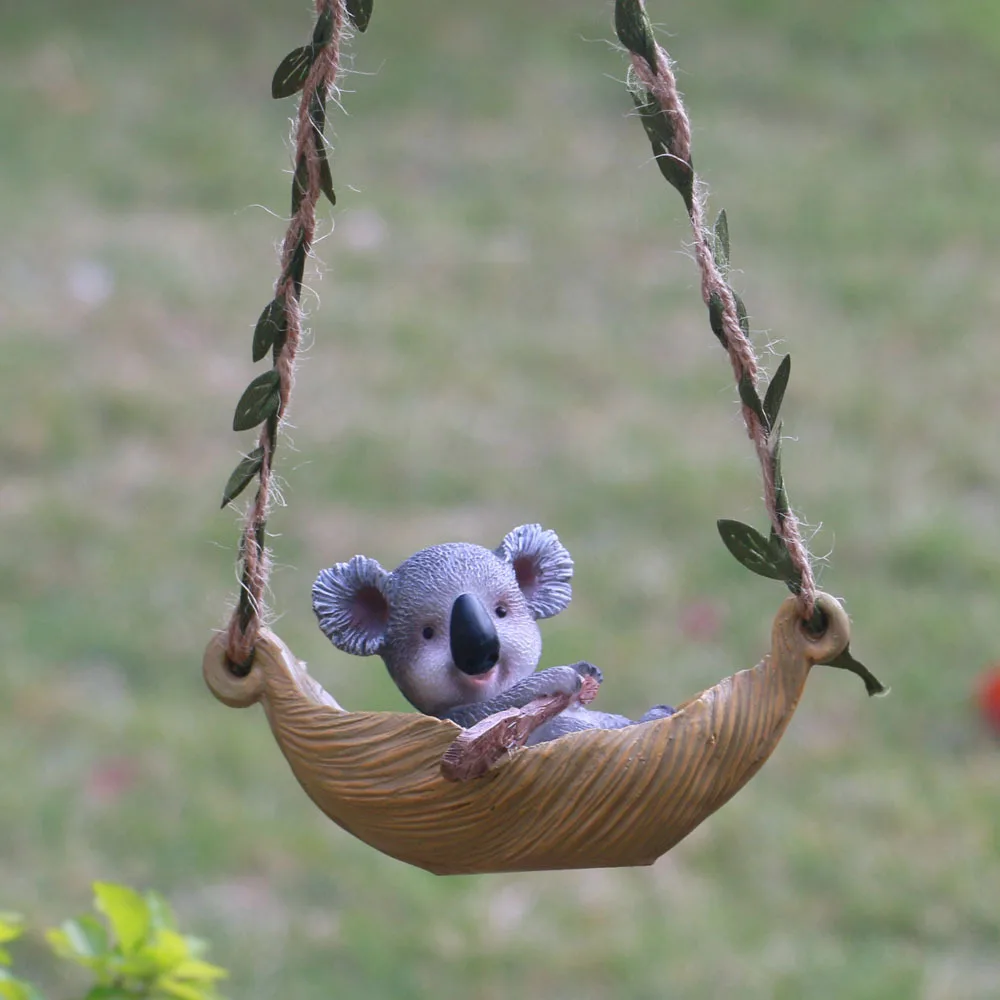 

Creative Animal Swing Pendant Outdoor Kindergarten Courtyard Balcony Koala Miniature Statue Crafts Garden Decoration Accessories