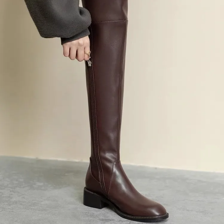 Bottes hautes de chevalier 2026 version coréenne, bottes longues fines au-dessus du genou pour femmes
