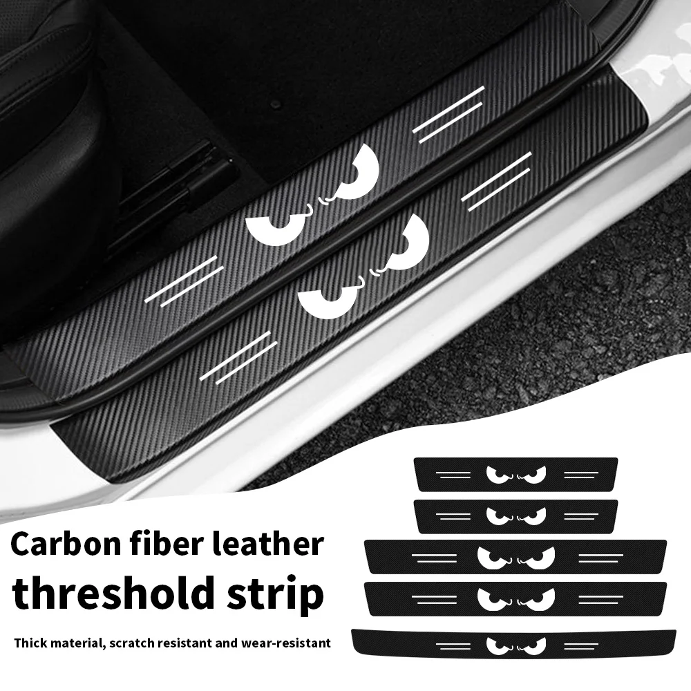 White-Eye Style Car Door Sill Strip Creative Modification Cute Girl Car Door Step Pad Anti-Scratch Protective Strip