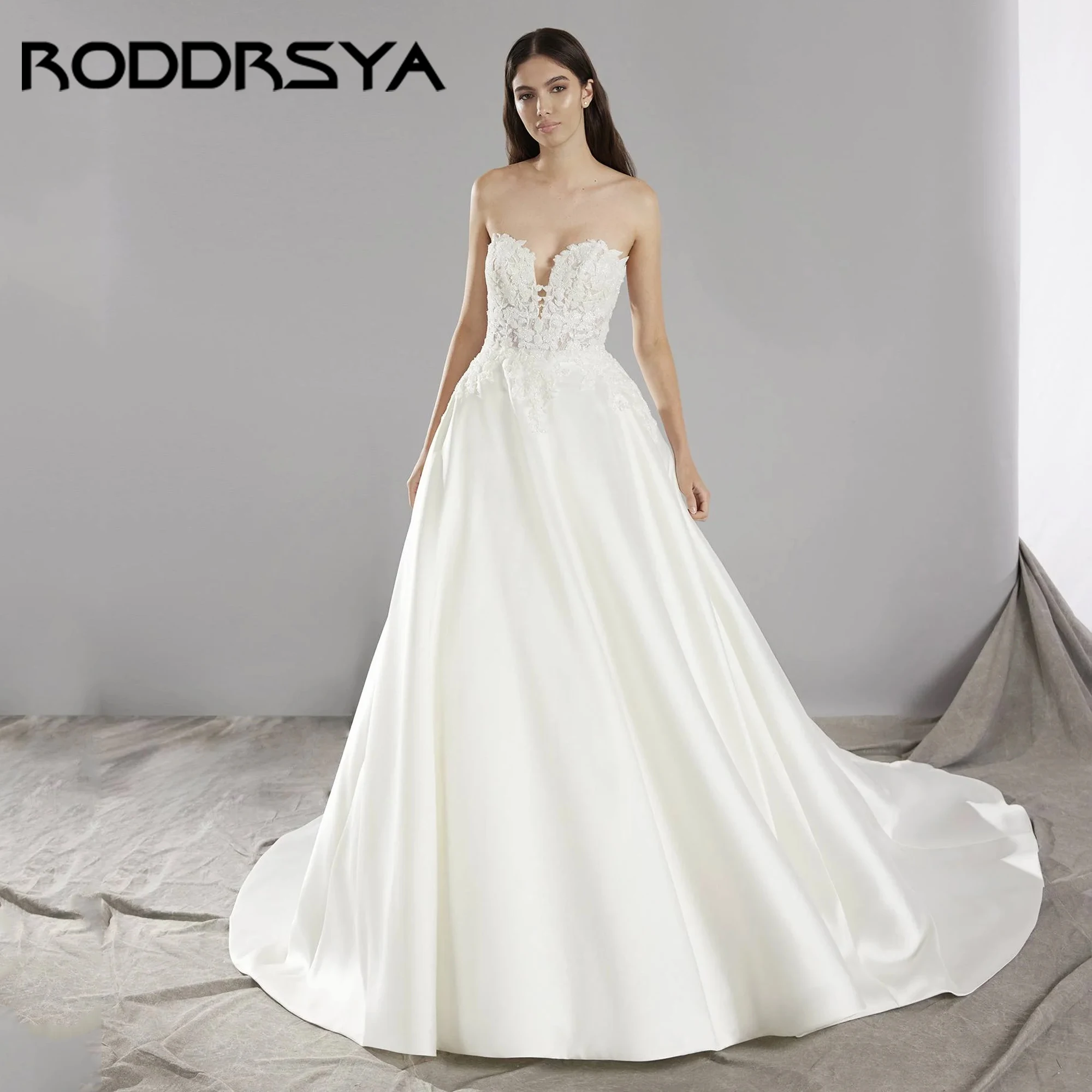 

Sweetheart Wedding Dress Strapless Backless Luxury Bride Gown Lace Appliques A-Line Boho Vestido De Novia Marry 2025 Customized