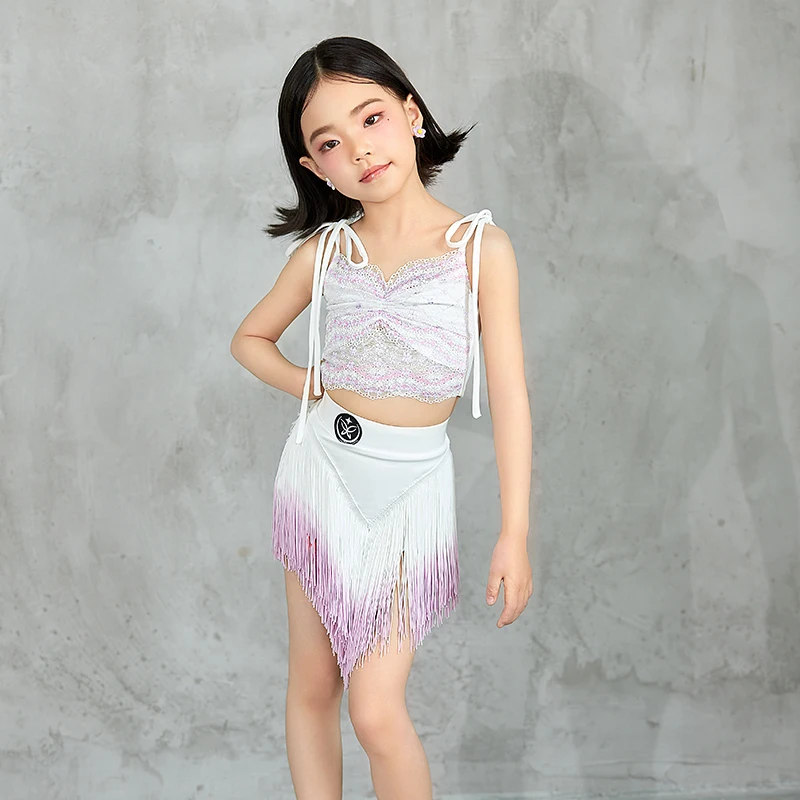 Latein-Tanz-Trainingskostüm für Mädchen, neues Kinder-Performance-Kostüm, Wettbewerbsverordnung, lateinamerikanisches Tanzkleid