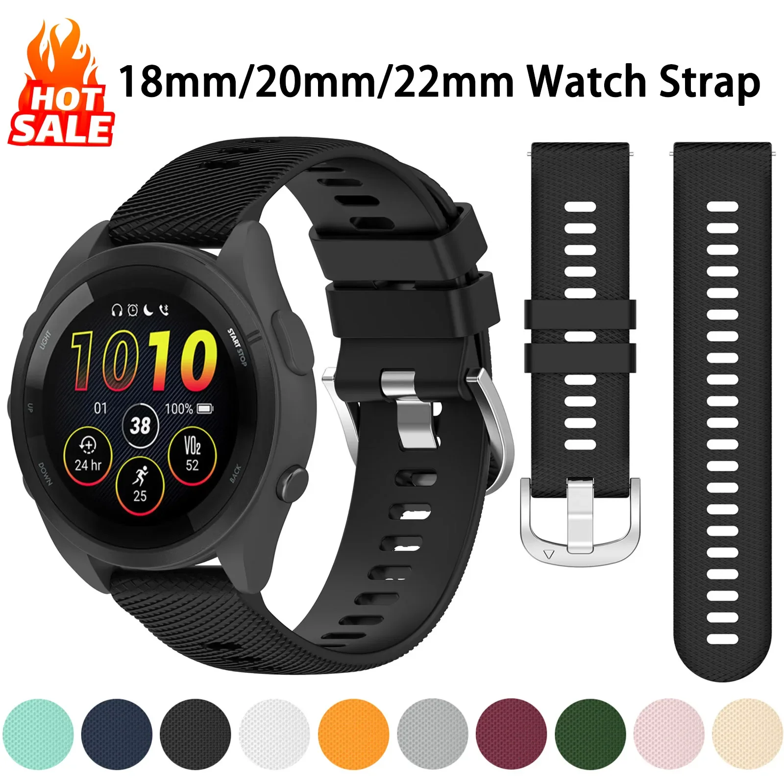 Quick Release 18mm 20mm 22mm Watch Strap For Garmin Venu 3/3s/2/2s Silicone Garmin Active 5 6/Approach S50/Forerunner 245 Bands