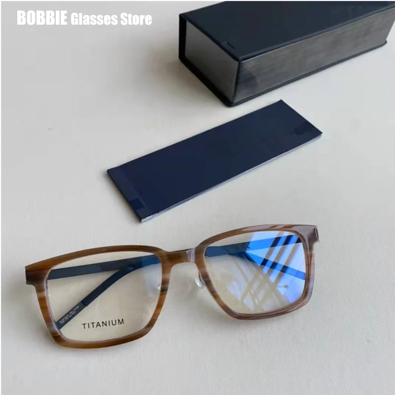 

Denmark Brand Square Titanium Screwless Glasses Frame Ultralight Men Prescription Eyeglasses Women Optical Spectacles 1821 Horn